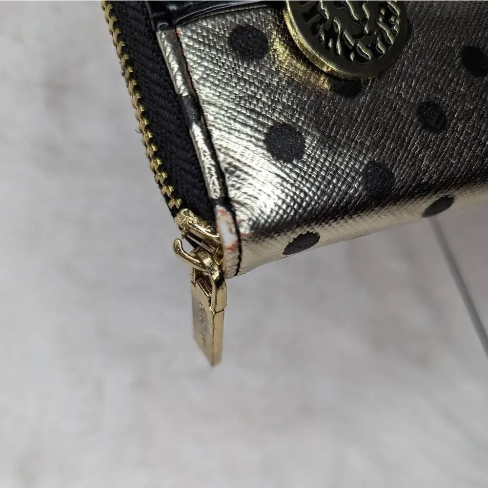 Anne Klein Zip Around Wallet Gold and Black Zip Coin Pocket and Card Bill Slots